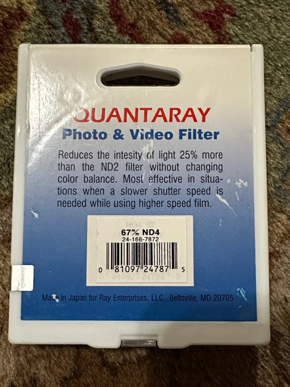 Quantaray ND4 Neutral Density Filter - Black